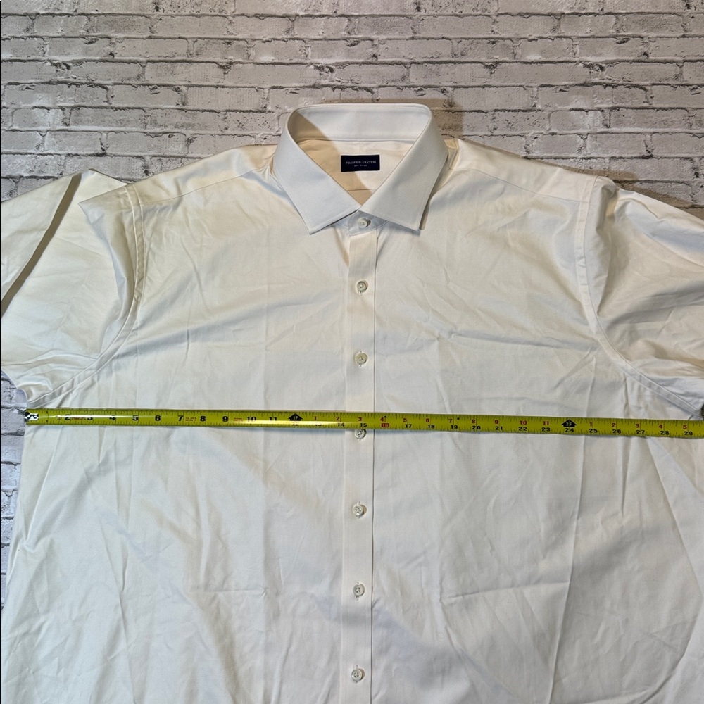 Proper Cloth mens 19 cream solid 100% cotton luxury dress shirt EUC - Picture 6 of 8